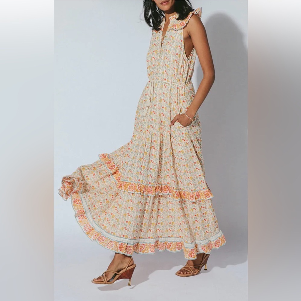 CLEOBELLA Kyra Boho Maxi dress with tiered ORGANIC handblocked cotton - Picture 3 of 12